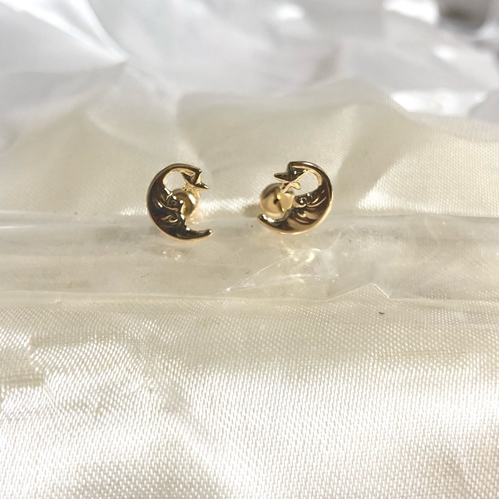 18k Gold Filled Half Moon & Star Earrings - Picture 7 of 9